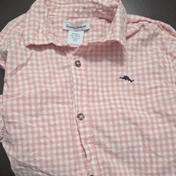 Tommy Bahama Other - Tommy Bahama Kids Coral Checkered Button Down Shirt